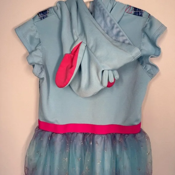 💜3/$15 Disney Lilo & Stitch Girls Tulle Tutu Dress Hoodie Blue Purple Patches L - Picture 7 of 11